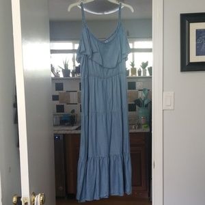 Denim dress.